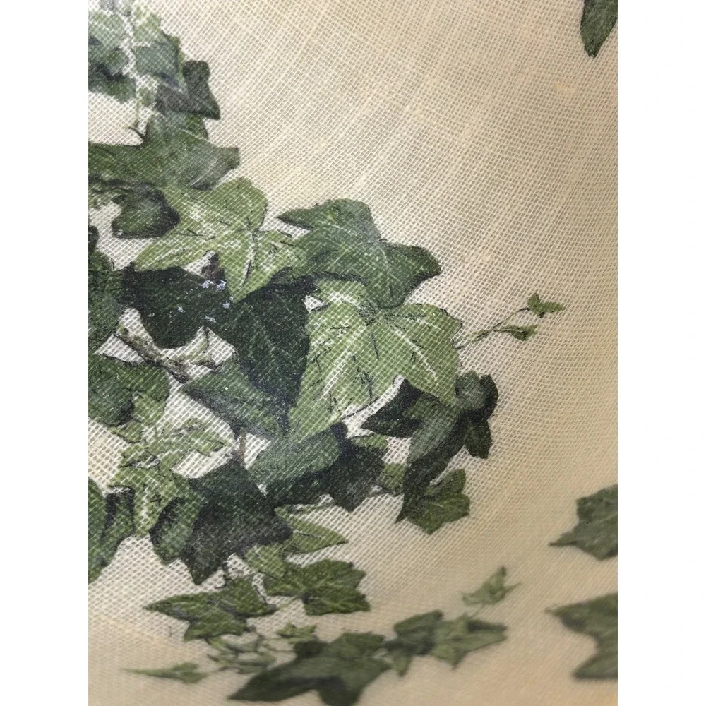 Vintage Fiberglass Decorative Salad Bowl Ivy Leaf Pattern Beige Green Artmor USA